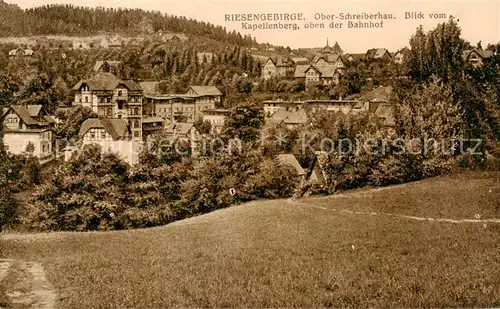 AK / Ansichtskarte  Ober-Schreiberhau_Szklarska_Poreba_Riesengebirge_PL Blick vom Kapellenberg oben der Bahnhof 