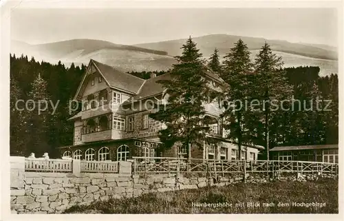 AK / Ansichtskarte  Hainbergshoehe_679m_Riesengebirge_PL Hotel Heinberghoehe mit Blick zum Hochgebirge 