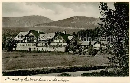 AK / Ansichtskarte  Riesengebirge_Schlesischer_Teil Teichmannbaude mit Schneekoppe 