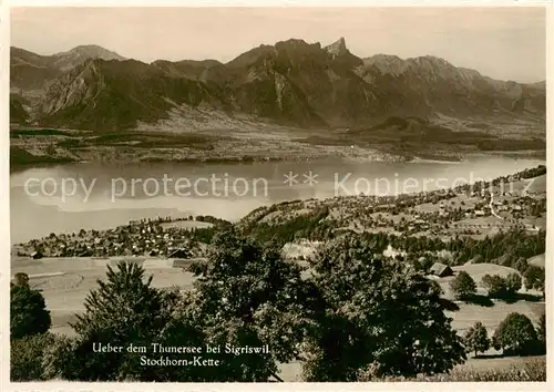 AK / Ansichtskarte Sigriswil_BE ueber dem Thunersee mit Stockhorn Kette 