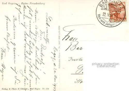 AK / Ansichtskarte Bad_Ragaz_Ragatz_SG Ruine Freudenberg 