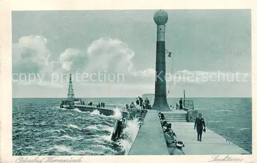 AK / Ansichtskarte 73819165 Warnemuende_Ostseebad Mole Leuchtturm Warnemuende_Ostseebad