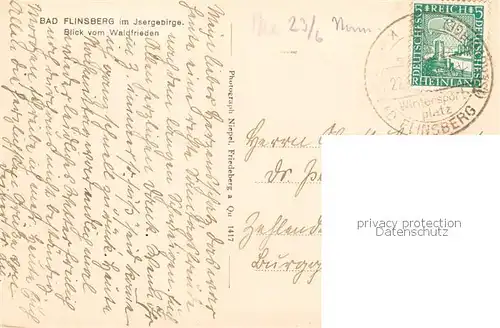 AK / Ansichtskarte 73819268 Bad_Flinsberg_Swieradow_Zdroj_PL Blick vom Waldfrieden 