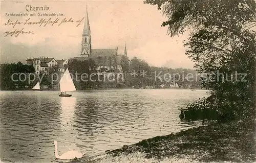 AK / Ansichtskarte  Chemnitz Schlossteich mit Schlosskirche Chemnitz