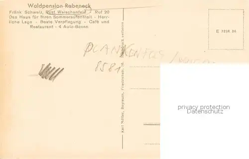 AK / Ansichtskarte 73819330 Waischenfeld Waldpension Rabeneck Waischenfeld