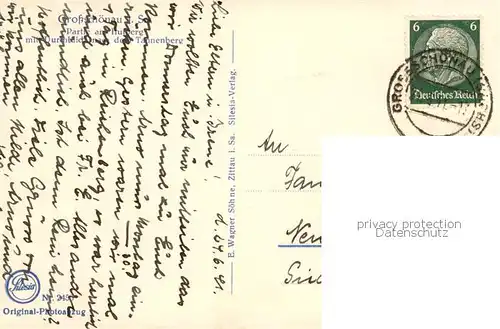 AK / Ansichtskarte  Grossschoenau_Sachsen Teilansicht mit Kirche Grossschoenau Sachsen