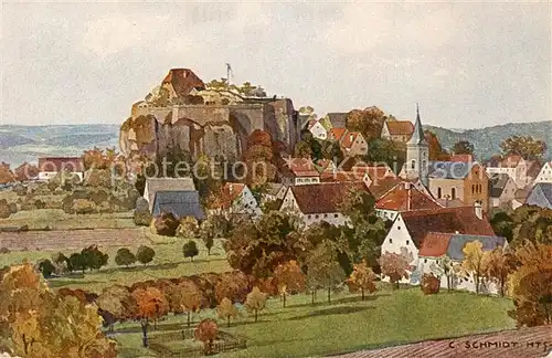 AK / Ansichtskarte  Hartenstein_Mittelfranken_Bayern Kirchdorf und Burg 