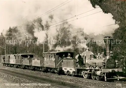 AK / Ansichtskarte  Eisenbahn 100 Jahre Schweizer Eisenbahn Spanisch Broetli Bahn Eisenbahn