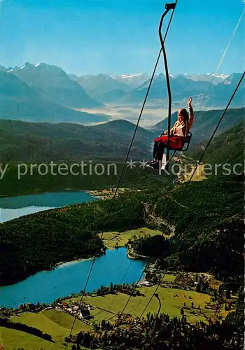 AK / Ansichtskarte  Sessellift_Chairlift_Telesiege Herzogstandbahn gegen Walchensee 