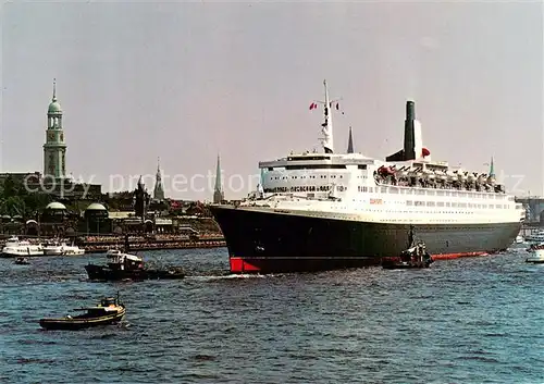 AK / Ansichtskarte  Dampfer_Oceanliner Hamburg Hafen mit Queen Elizabeth 2 