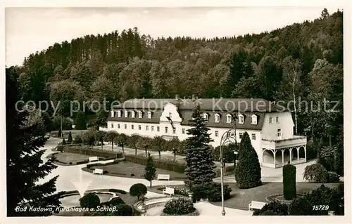 AK / Ansichtskarte 73819518 Bad_Kudowa_Kudowa-Zdroj_Niederschlesien_PL Kuranlagen und Schloss 