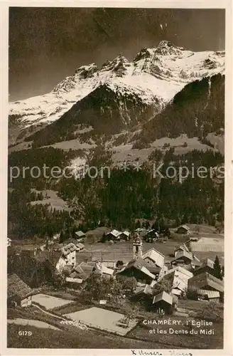 AK / Ansichtskarte Champery_VS Eglise et les Dents du Midi 