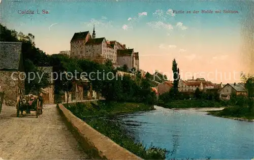 AK / Ansichtskarte 73819574 Colditz Partie an der Mulde mit Schloss Colditz