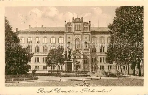 AK / Ansichtskarte 73819581 Rostock Universitaet mit Bluecherdenkmal 