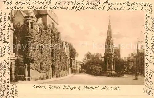 AK / Ansichtskarte 73819589 Oxford__Oxfordshire_UK Balliol College and Martyrs Memorial 