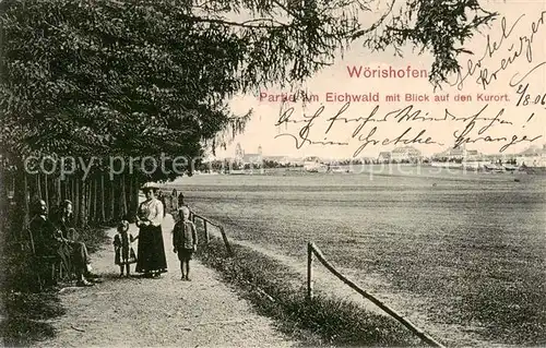 AK / Ansichtskarte  Bad_Woerishofen Partie am Eichwald mit Blick auf den Kurort Bad_Woerishofen