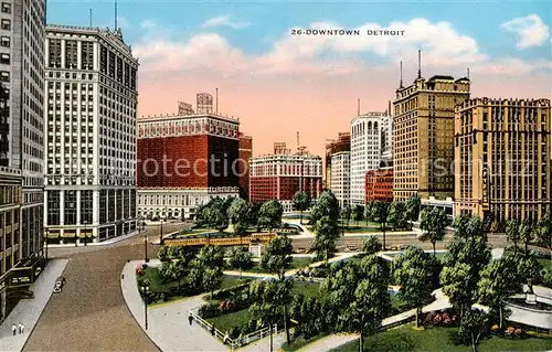 AK / Ansichtskarte  Detroit_Michigan Downtown Buildings Illustration 