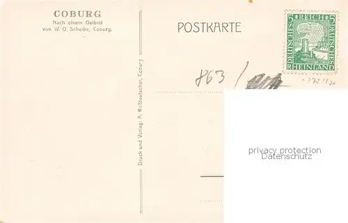 AK / Ansichtskarte  Coburg nach einem oelbild von W. O. Scheibe Kuenstlerkarte Coburg