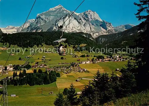 AK / Ansichtskarte  Sessellift_Chairlift_Telesiege Wildhaus Obertoggenburg Sesselbahn Thur Oberdorf mit Schafberg 