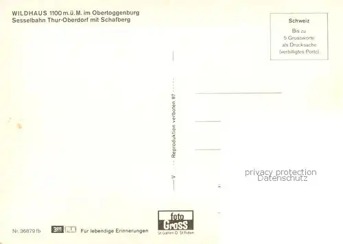 AK / Ansichtskarte 73819702 Sessellift_Chairlift_Telesiege Wildhaus Obertoggenburg Sesselbahn Thur Oberdorf mit Schafberg 