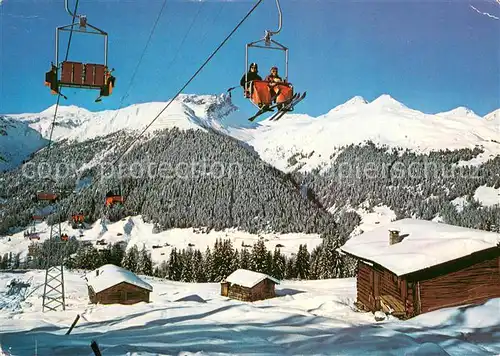 AK / Ansichtskarte  Sessellift_Chairlift_Telesiege Rinerhorn Davos Glaris Bergrestourant Jatzmaeder 