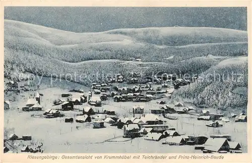 AK / Ansichtskarte  Riesengebirge_Schlesischer_Teil Blick von Krummhuebel mit Teichraender und Prinz Heinrich Baude 