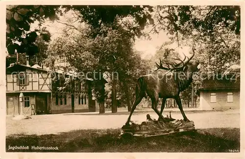 AK / Ansichtskarte  Finow_Eberswalde Jagdschloss Hubertusstock Hirschskulptur Finow Eberswalde