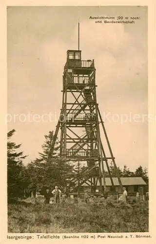 AK / Ansichtskarte  Tafelfichte_Isergebirge_CZ Aussichtsturm und Baudenwirtschaft 