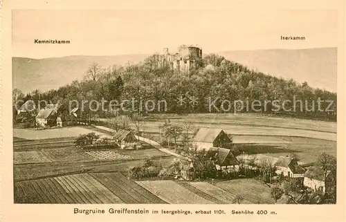 AK / Ansichtskarte  Isergebirge_Jizerske_Hory_CZ Burgruine Greiffenstein mit Kemnitzkamm und Iserkamm 