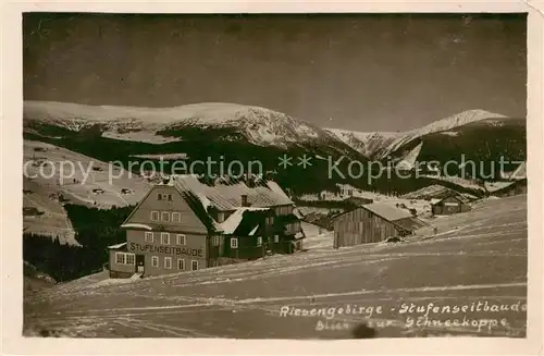 AK / Ansichtskarte  Riesengebirge_Schlesischer_Teil Stufenseitbaude mit Blick zur Schneekoppe 