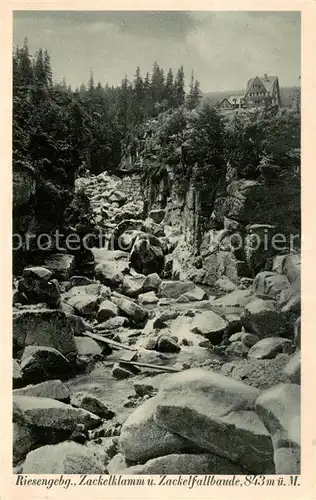 AK / Ansichtskarte 73819854 Riesengebirge_Schlesischer_Teil Zackelklam und Zackelfallbaude 