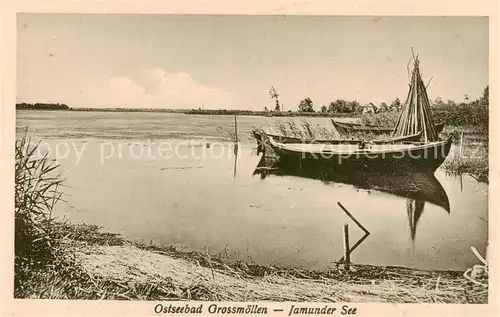 AK / Ansichtskarte 73819878 Grossmoellen_Mielno_PL Jamunder See Fischerboot 