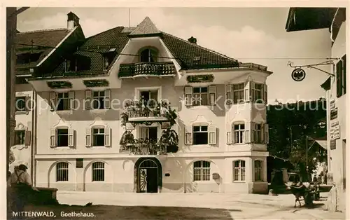 AK / Ansichtskarte 73819966 Mittenwald_Bayern Goethehaus Mittenwald Bayern