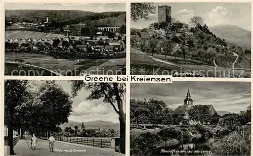 AK / Ansichtskarte 73820027 Greene_Kreiensen Panorama Burg Greene Allee Abend an der Leine Greene Kreiensen