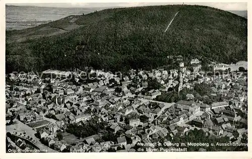 AK / Ansichtskarte  Neustadt_Coburg Panorama mit Muppberg und Aussichtsturm Neustadt_Coburg