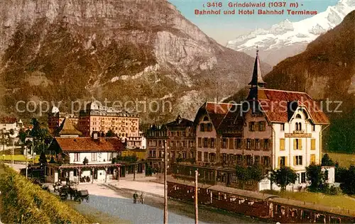 AK / Ansichtskarte Grindelwald Bahnhof und Hotel Bahnhof Terminus Grindelwald