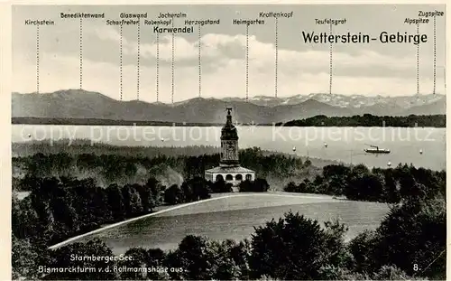 AK / Ansichtskarte  Starnberg_Starnbergersee Bismarckturm von der Rottmannshoehe gesehen 