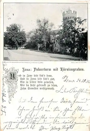 AK / Ansichtskarte  Jena__Thueringen Pulverturm mit Fuerstengraben 