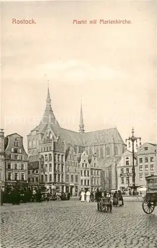 AK / Ansichtskarte  Rostock Markt mit Marienkirche 