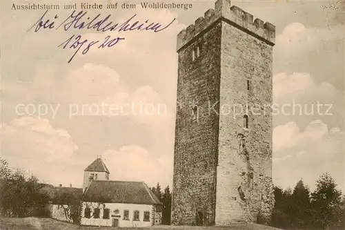 AK / Ansichtskarte 73820265 Wohldenberg_Hildesheim Aussichtsturm und Kirche 