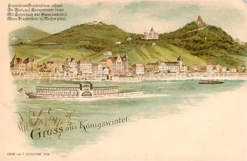 AK / Ansichtskarte  Koenigswinter_Rhein mit Drachenfels 