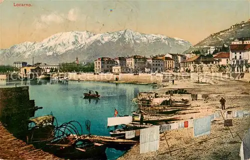 AK / Ansichtskarte Locarno_Lago_Maggiore_TI Strandpartie Panorama 