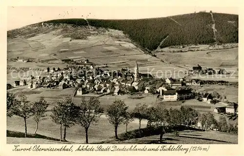 AK / Ansichtskarte  Oberwiesenthal_Erzgebirge Panorama mit Fichtelberg Oberwiesenthal Erzgebirge