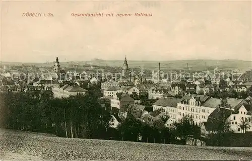 AK / Ansichtskarte  Doebeln Panorama mit neuem Rathaus Doebeln