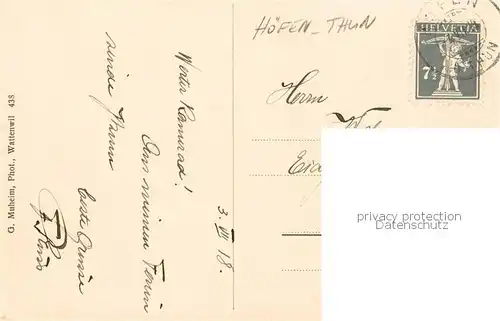 AK / Ansichtskarte Hoefen_Thun_BE Pension Hohlinden 