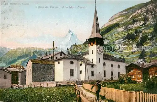 AK / Ansichtskarte Zermatt_VS Eglise et le Mont Cervin Zermatt_VS