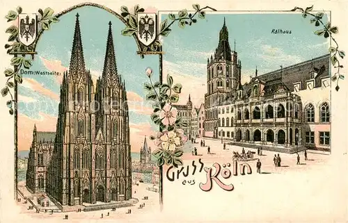 AK / Ansichtskarte 73820452 Koeln__Rhein Dom Westseite Rathaus 