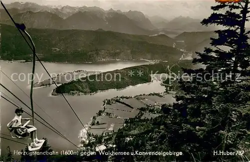 AK / Ansichtskarte  Sessellift_Chairlift_Telesiege Herzogstandbad gegen Walchensee Karwendelgebirge 