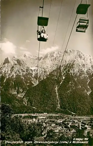 AK / Ansichtskarte  Sessellift_Chairlift_Telesiege Kranzberglift Karwendelbebirge 