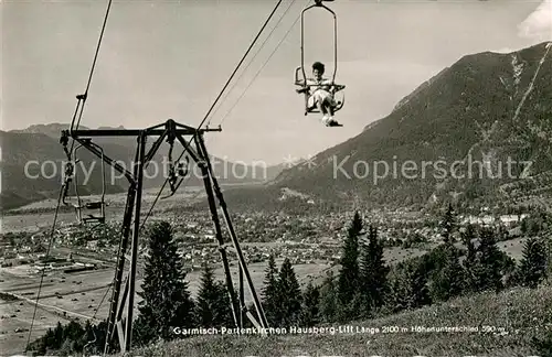 AK / Ansichtskarte  Sessellift_Chairlift_Telesiege Garmisch Partenkirchen Hausberglift  